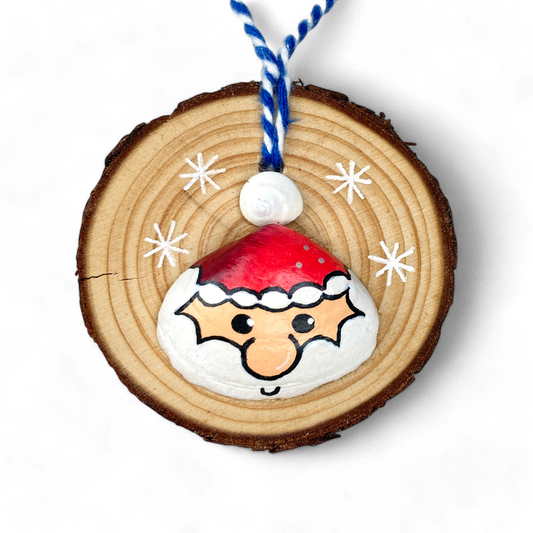 Santa - Handmade Sea Shell Wooden Christmas Tree Decoration