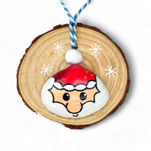 Santa - Handmade Sea Shell Wooden Christmas Tree Decoration