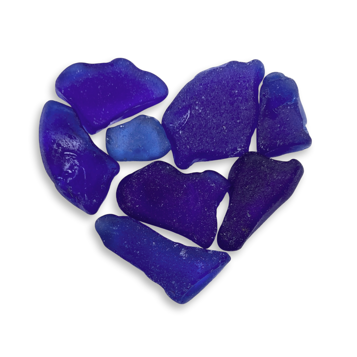 Tiny Framed Sea Glass Heart - Cobalt Blue Scottish Beach Glass Coastal Wall Art