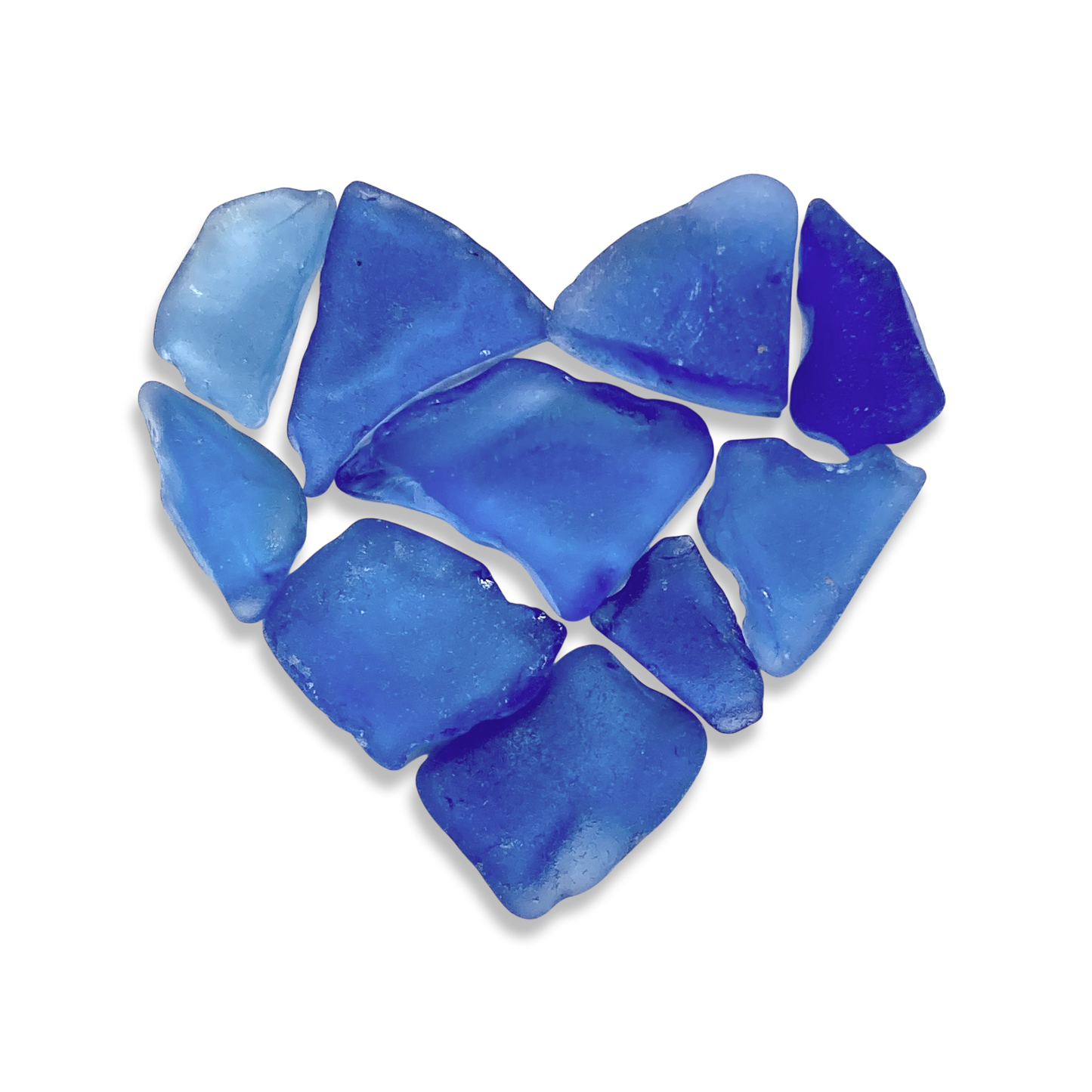 Tiny Framed Sea Glass Heart - Cornflower Blue Scottish Beach Glass Coastal Wall Art