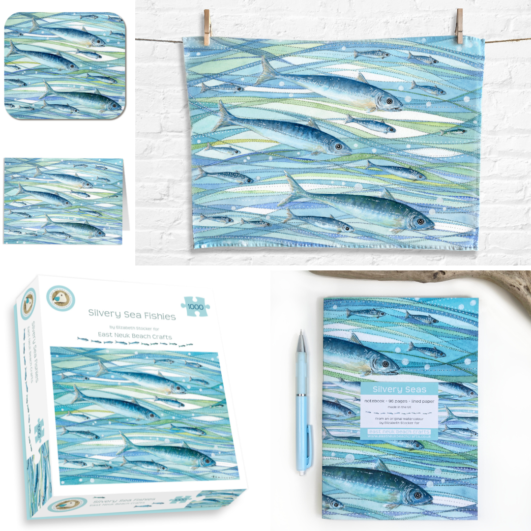 Fish Gift Bundle - Jigsaw, Tea Towel, Coaster, Notebook, Greetings Card - Save £4.50