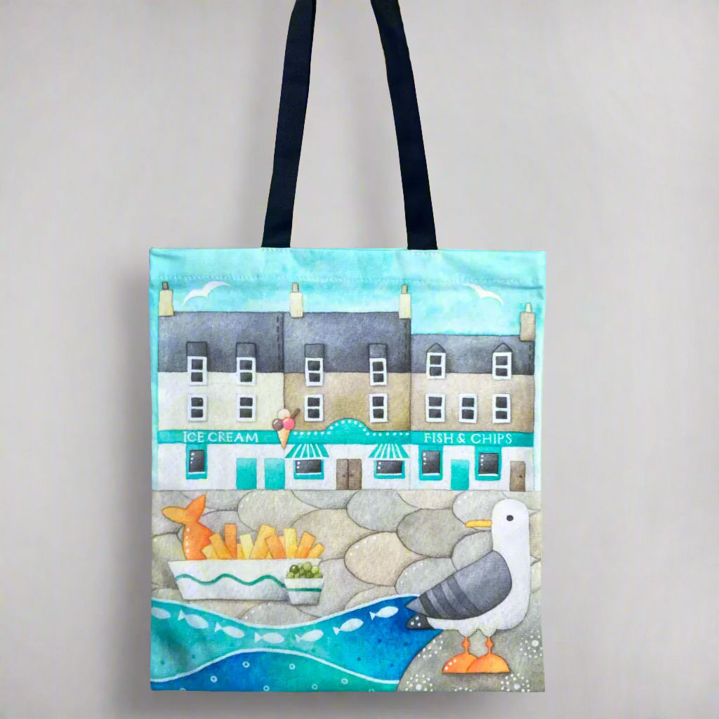 Seagull Gift Bundle - Fish and Chips - Tote, Mug, Keyring, Coaster, Fridge Magnet, Card - Save £3.50