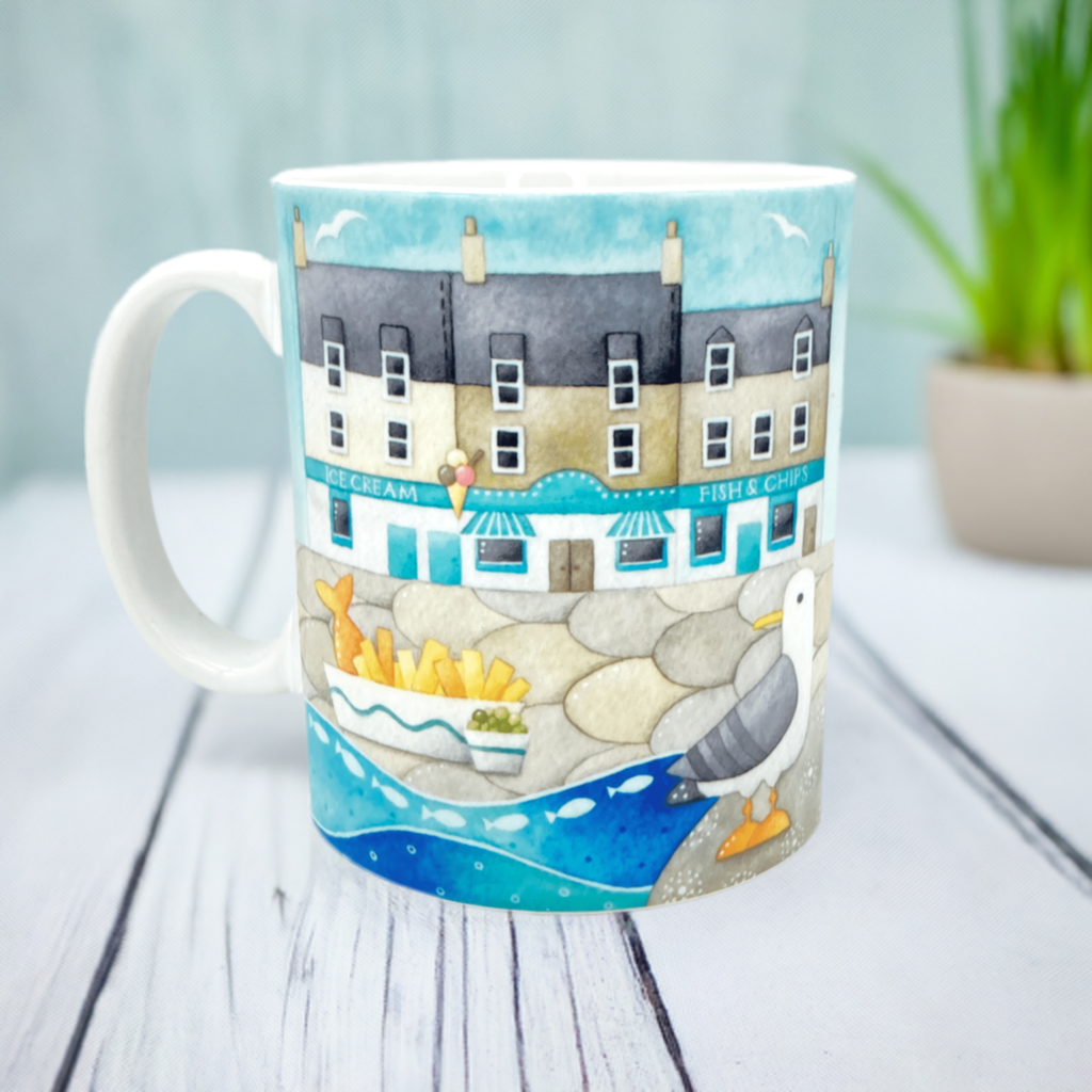 Seagull Gift Bundle - Fish and Chips - Tote, Mug, Keyring, Coaster, Fridge Magnet, Card - Save £3.50