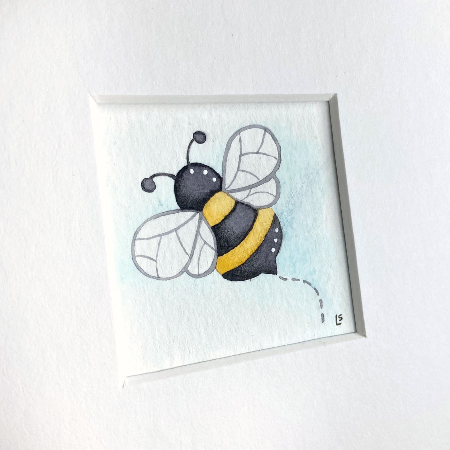 Original Watercolour Painting - Tiny Bee - Framed, Mounted and Signed