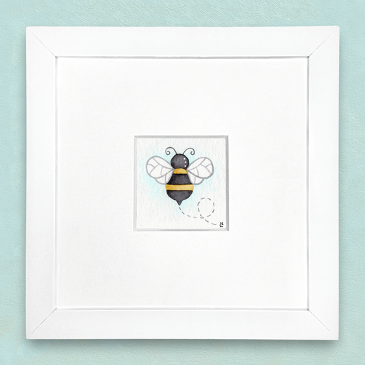 Original Watercolour Painting - Tiny Bee - Framed, Mounted and Signed