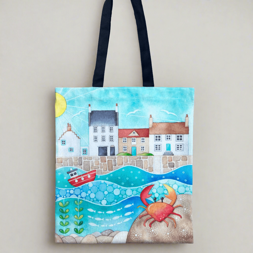 Crab Gift Bundle - Crail Harbour - Tote, Mug, Coasters, Tea Towel, Fridge Magnet, Card - Save £5 - East Neuk Beach Crafts