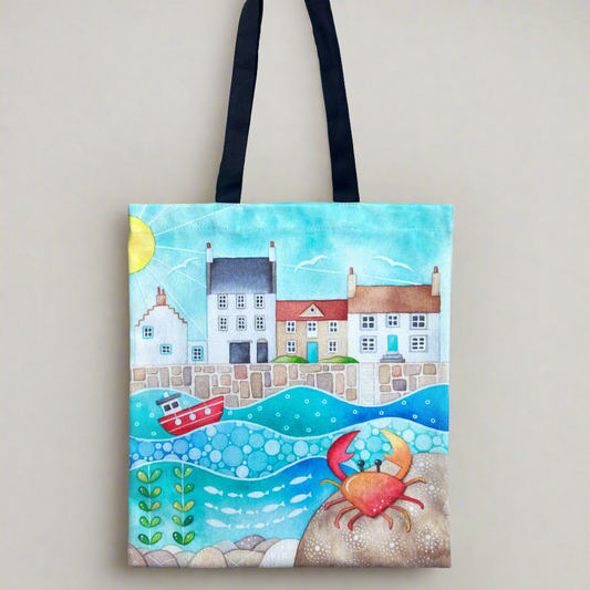 Tote Bag - Crab at Crail Harbour - Seaside Shopping Bag