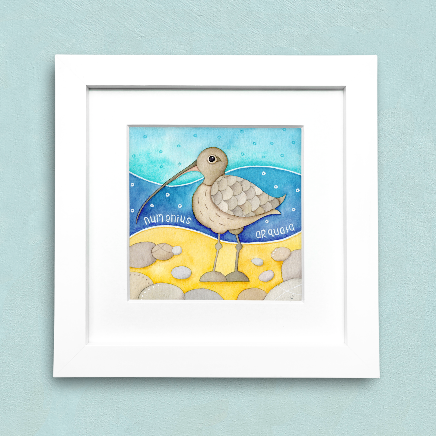 Framed Seaside Print - Curlew - Seaside Watercolour Painting