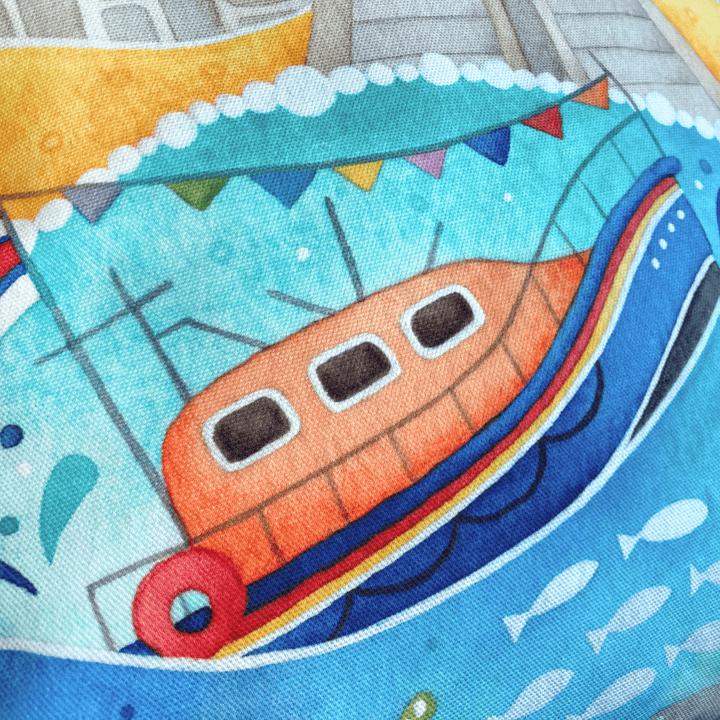 Cushion Cover - RNLI Lifeboat at Anstruther - Seaside Watercolours - East Neuk Beach Crafts