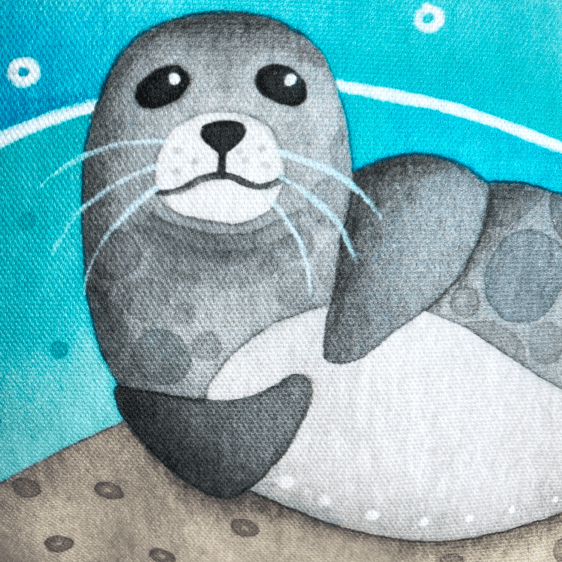 Cushion Cover - Sammy Seal at Pittenweem Harbour - Seaside Watercolours - East Neuk Beach Crafts