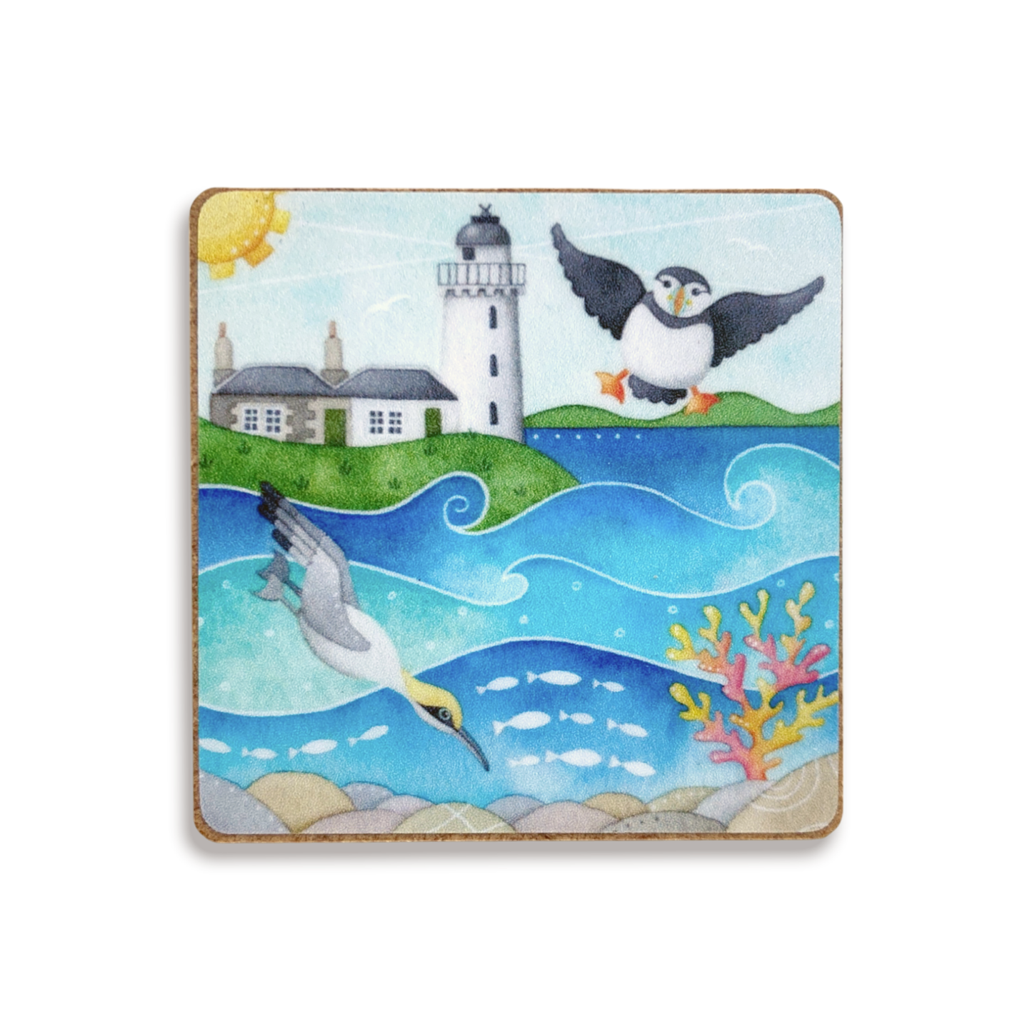 Fridge Magnet - Puffin and Diving Gannet