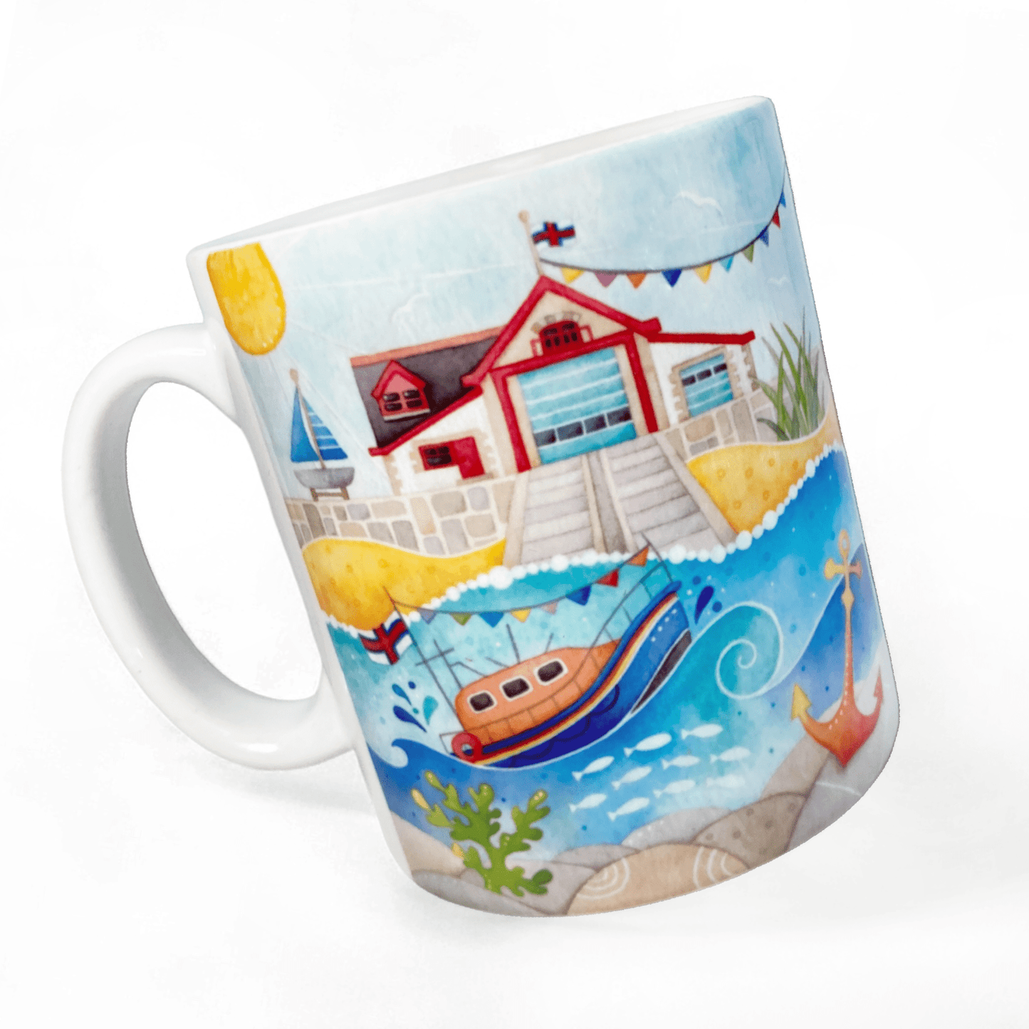 Lifeboat Mug - RNLI Lifeboat at Anstruther - Seaside Watercolours, East Neuk of Fife - East Neuk Beach Crafts