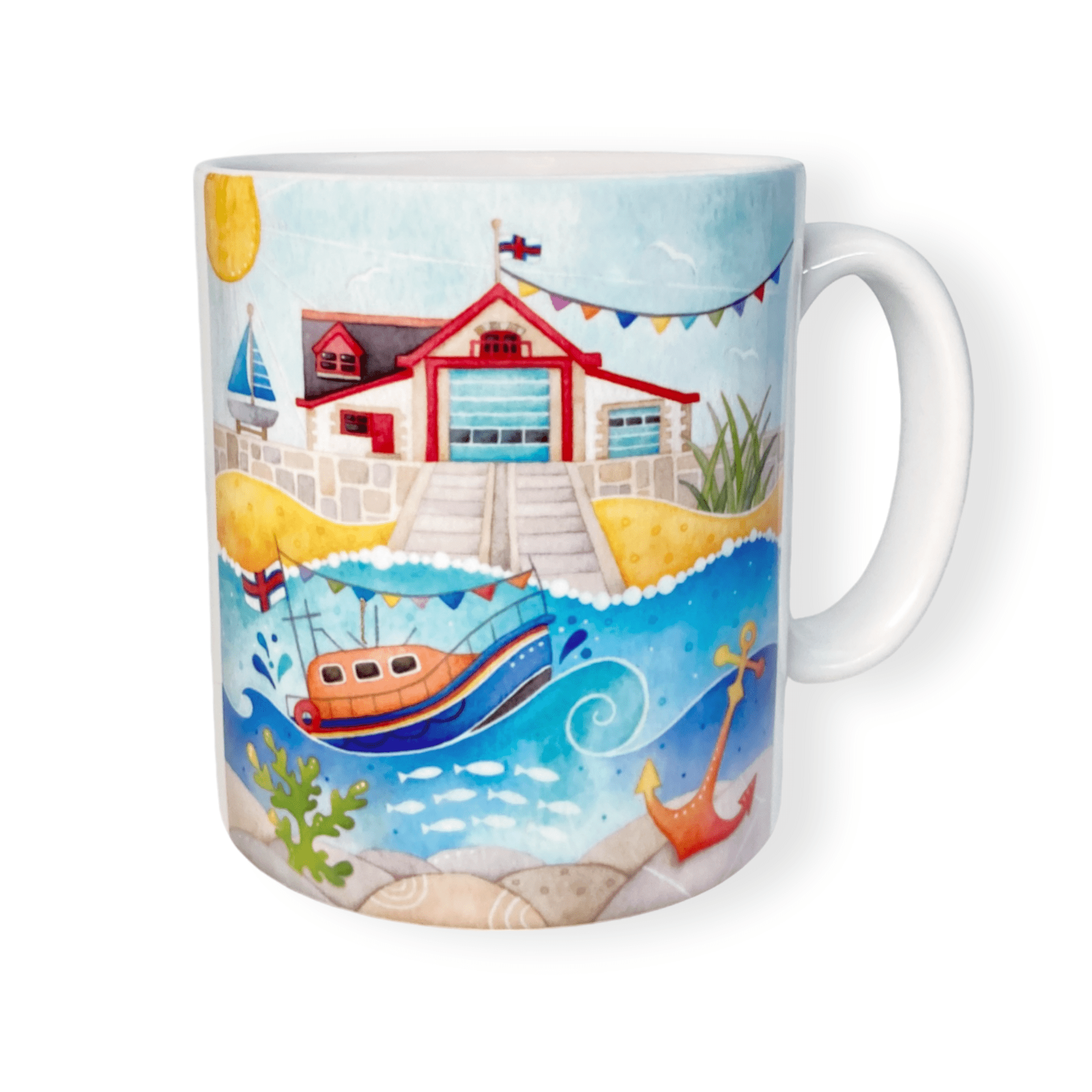 Lifeboat Mug - RNLI Lifeboat at Anstruther - Seaside Watercolours, East Neuk of Fife - East Neuk Beach Crafts