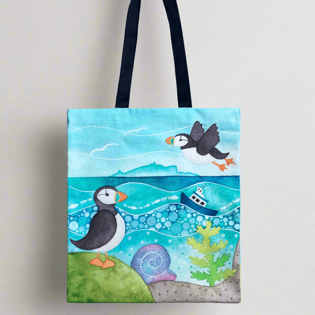 Mega Puffin Gift Bundle - Tote, Mugs, Tea Towels, Placemats, Coasters, Keyring, Fridge Magnet, Card - Save £15 - East Neuk Beach Crafts