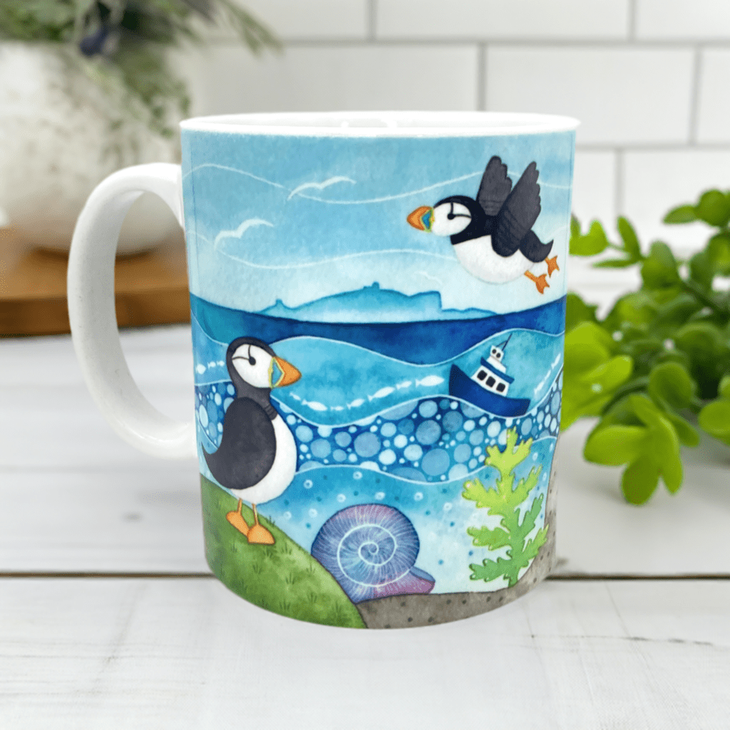 Mega Puffin Gift Bundle - Tote, Mugs, Tea Towels, Placemats, Coasters, Keyring, Fridge Magnet, Card - Save £15 - East Neuk Beach Crafts