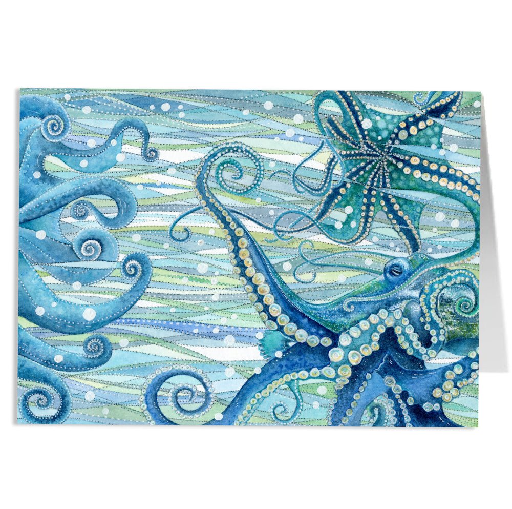 Octopus Gift Bundle - Jigsaw, Tea Towel, Coaster, Notebook, Greetings Card - Save £5 - East Neuk Beach Crafts