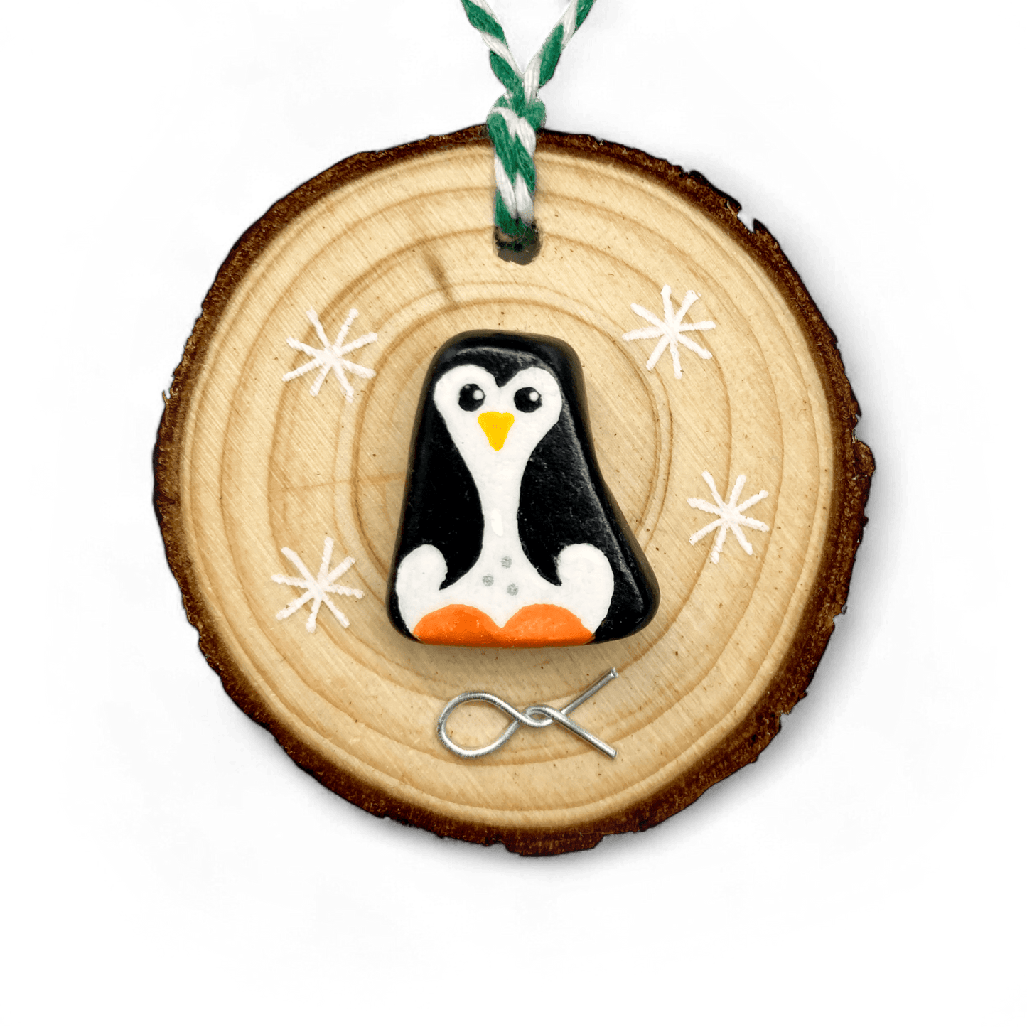 Penguin - Handmade Beach Pebble Wooden Christmas Tree Decoration - East Neuk Beach Crafts