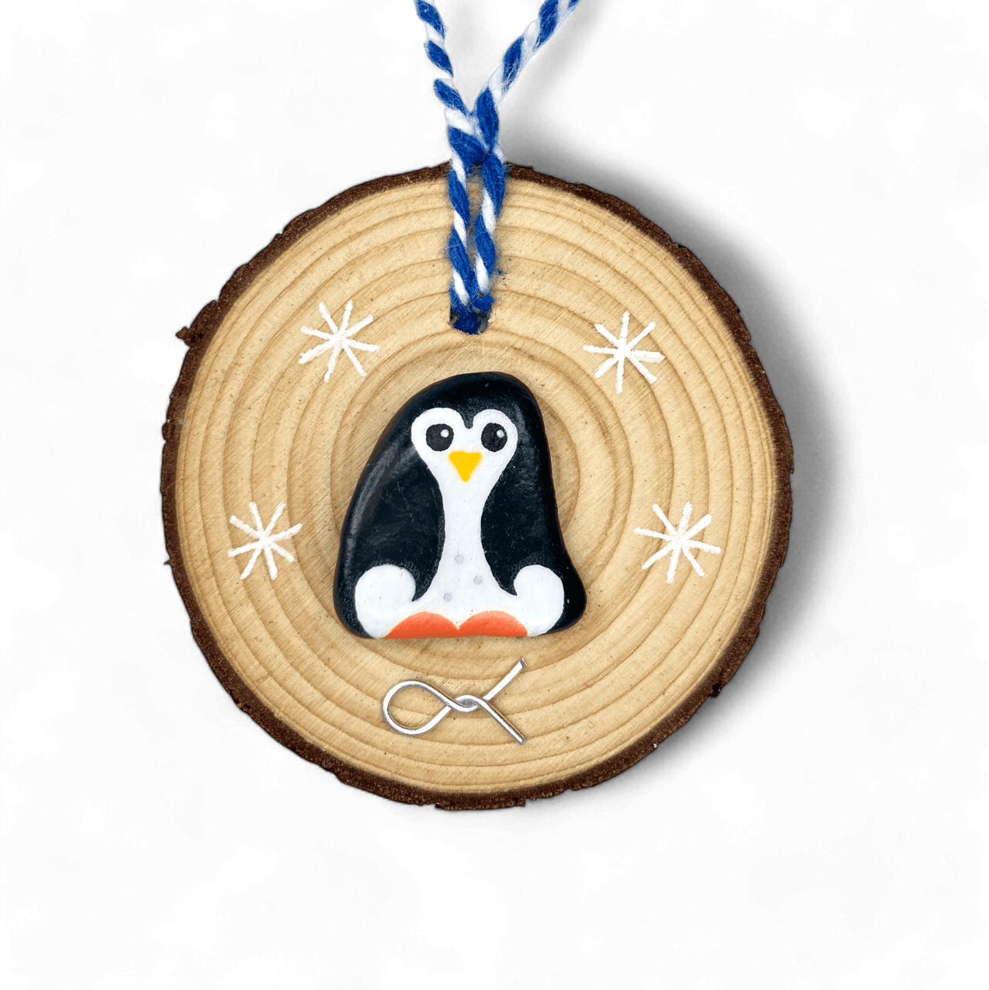 Penguin - Handmade Beach Pebble Wooden Christmas Tree Decoration - East Neuk Beach Crafts