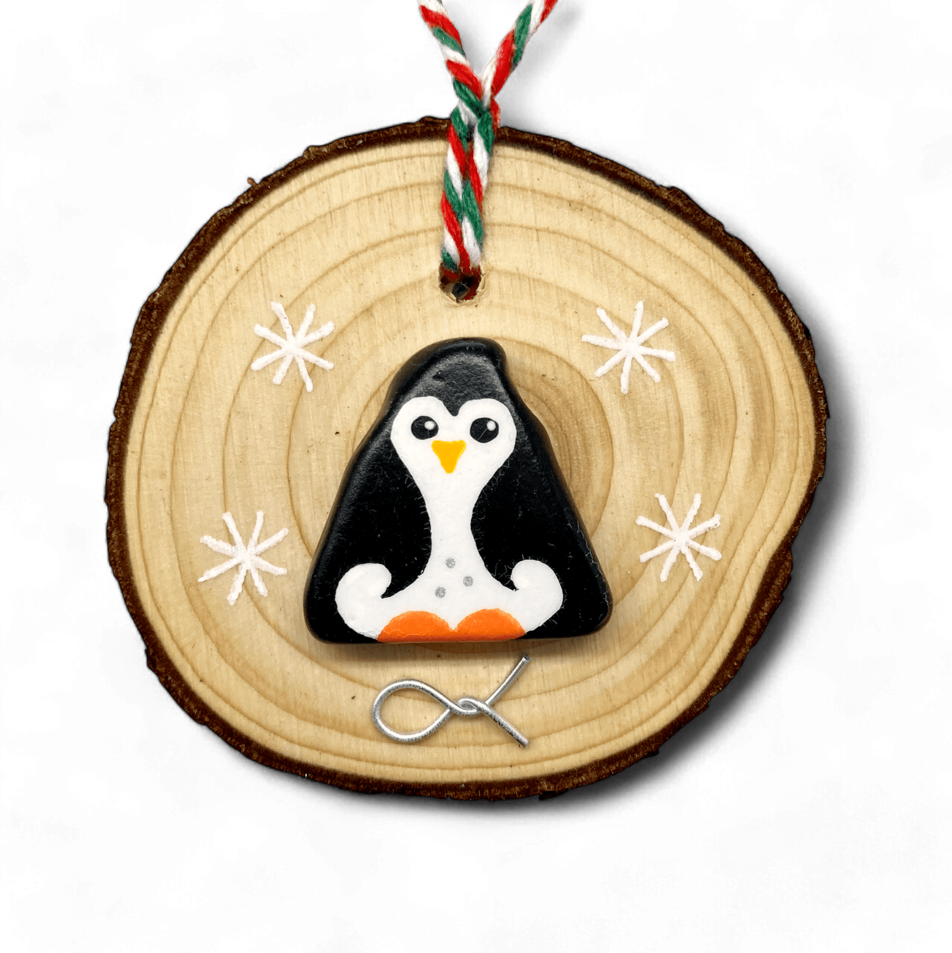 Penguin - Handmade Beach Pebble Wooden Christmas Tree Decoration - East Neuk Beach Crafts