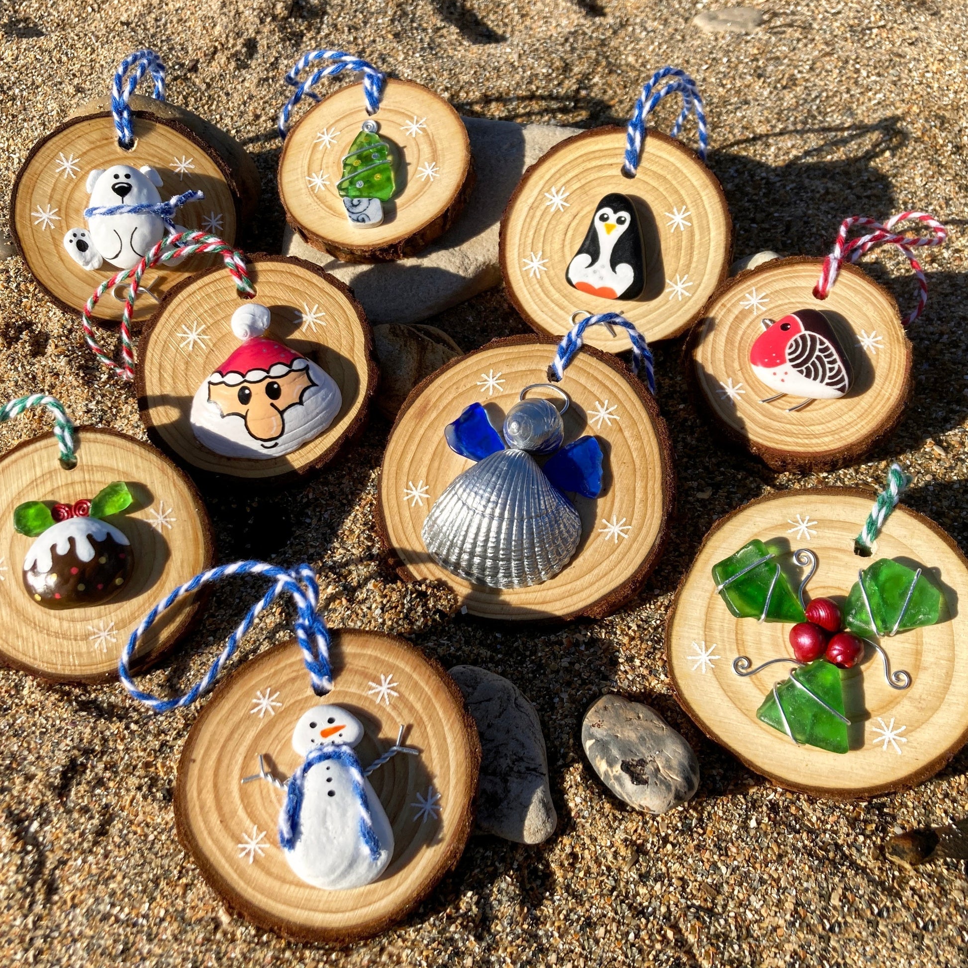 Penguin - Handmade Beach Pebble Wooden Christmas Tree Decoration - East Neuk Beach Crafts