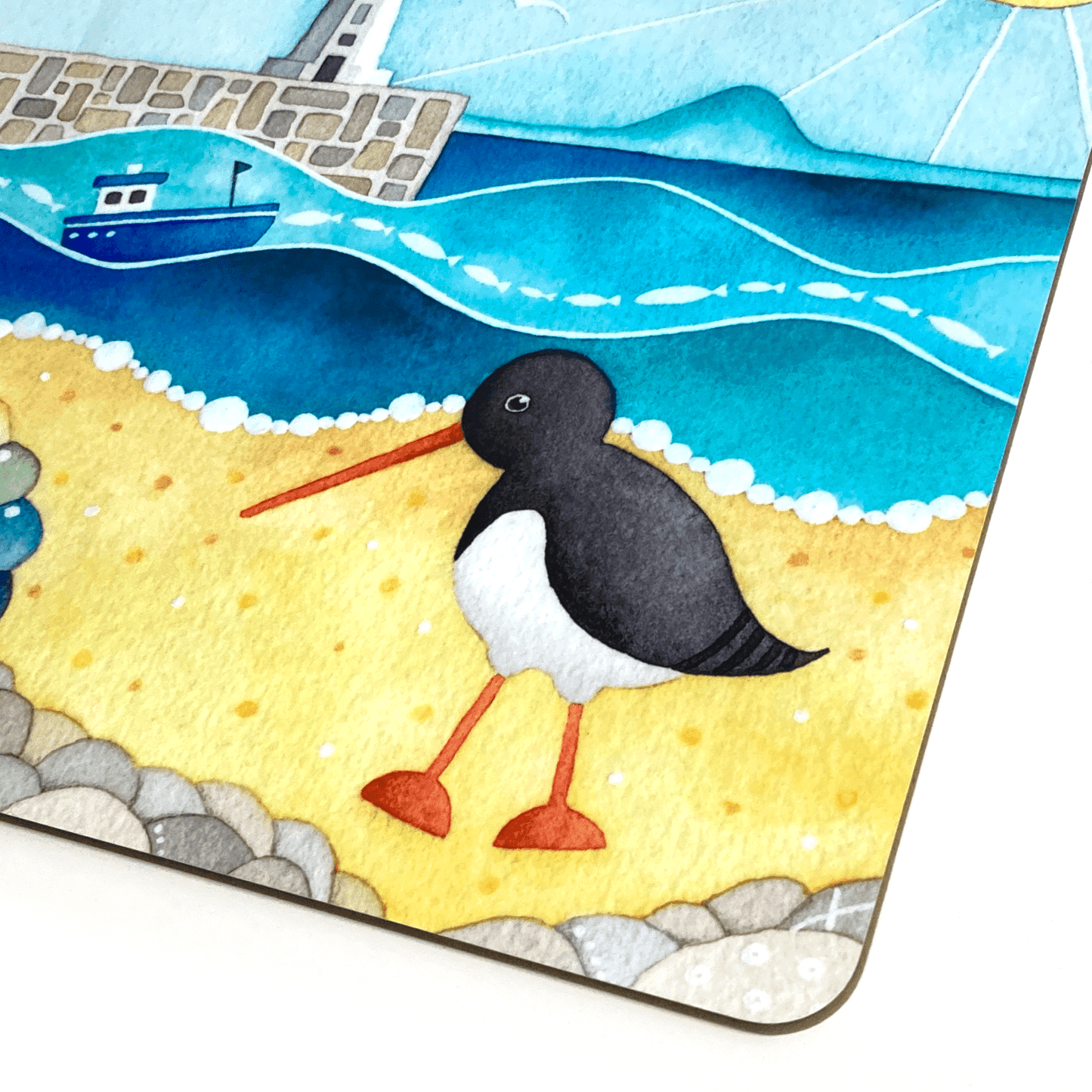 Placemat - Oystercatcher at Anstruther Beach - Seaside Table Mats - East Neuk Beach Crafts