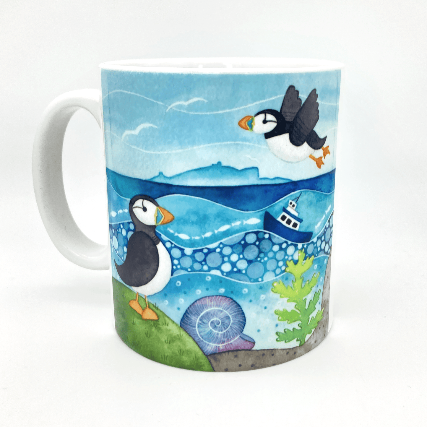 Puffin Mug - Isle of May - Seaside Watercolours, East Neuk of Fife - East Neuk Beach Crafts