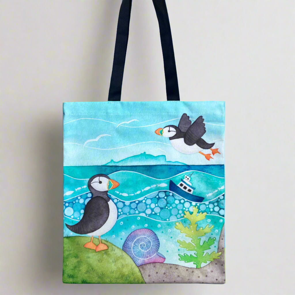 Mega Puffin Gift Bundle - Tote, Mugs, Tea Towels, Placemats, Coasters, Keyring, Fridge Magnet, Card - Save £10