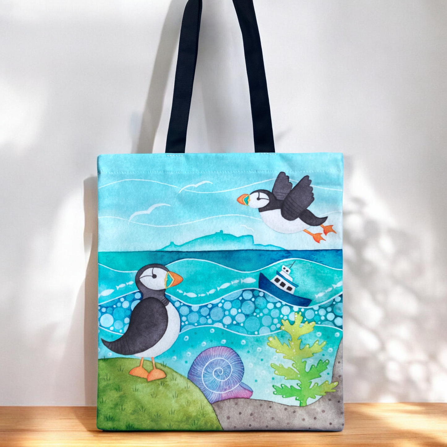 Puffin Gift Bundle - Isle of May - Tote, Mug, Keyring, Coaster, Fridge Magnet, Card - Save £5