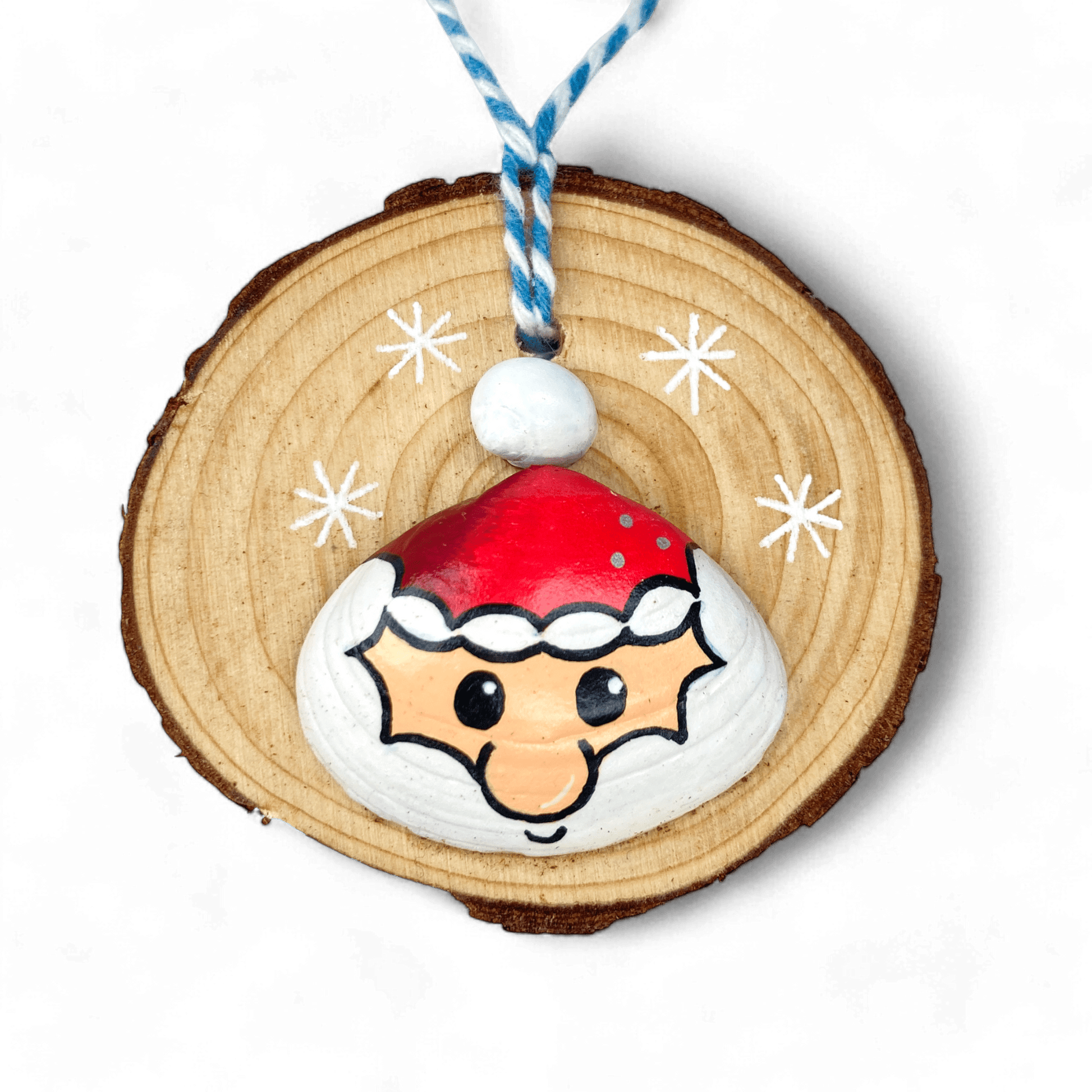 Santa - Handmade Sea Shell Wooden Christmas Tree Decoration - East Neuk Beach Crafts