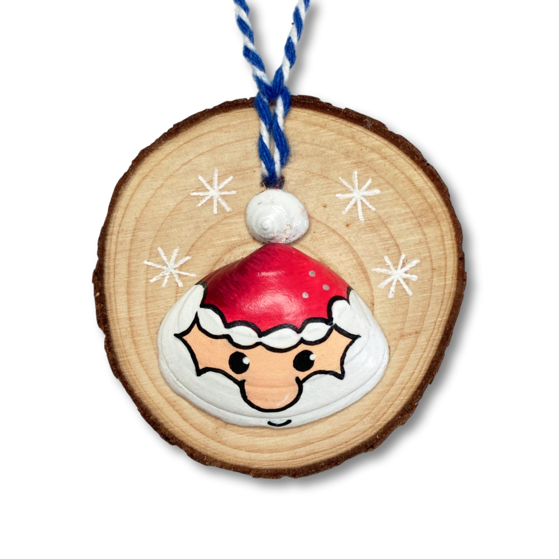 Santa - Handmade Sea Shell Wooden Christmas Tree Decoration - East Neuk Beach Crafts