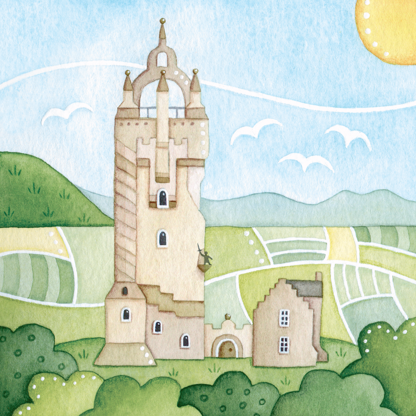 Greetings Card - The National Wallace Monument, Stirling  - Scottish Watercolour Painting