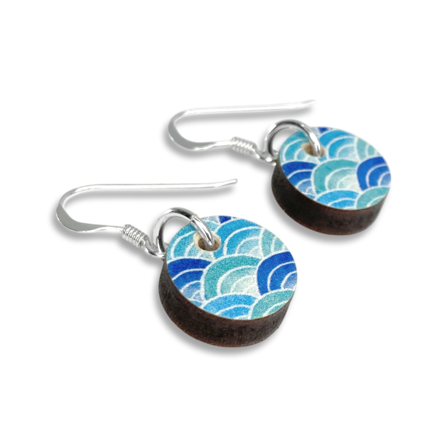 Wooden Earrings - Waves - Sterling Silver and Maple Wood