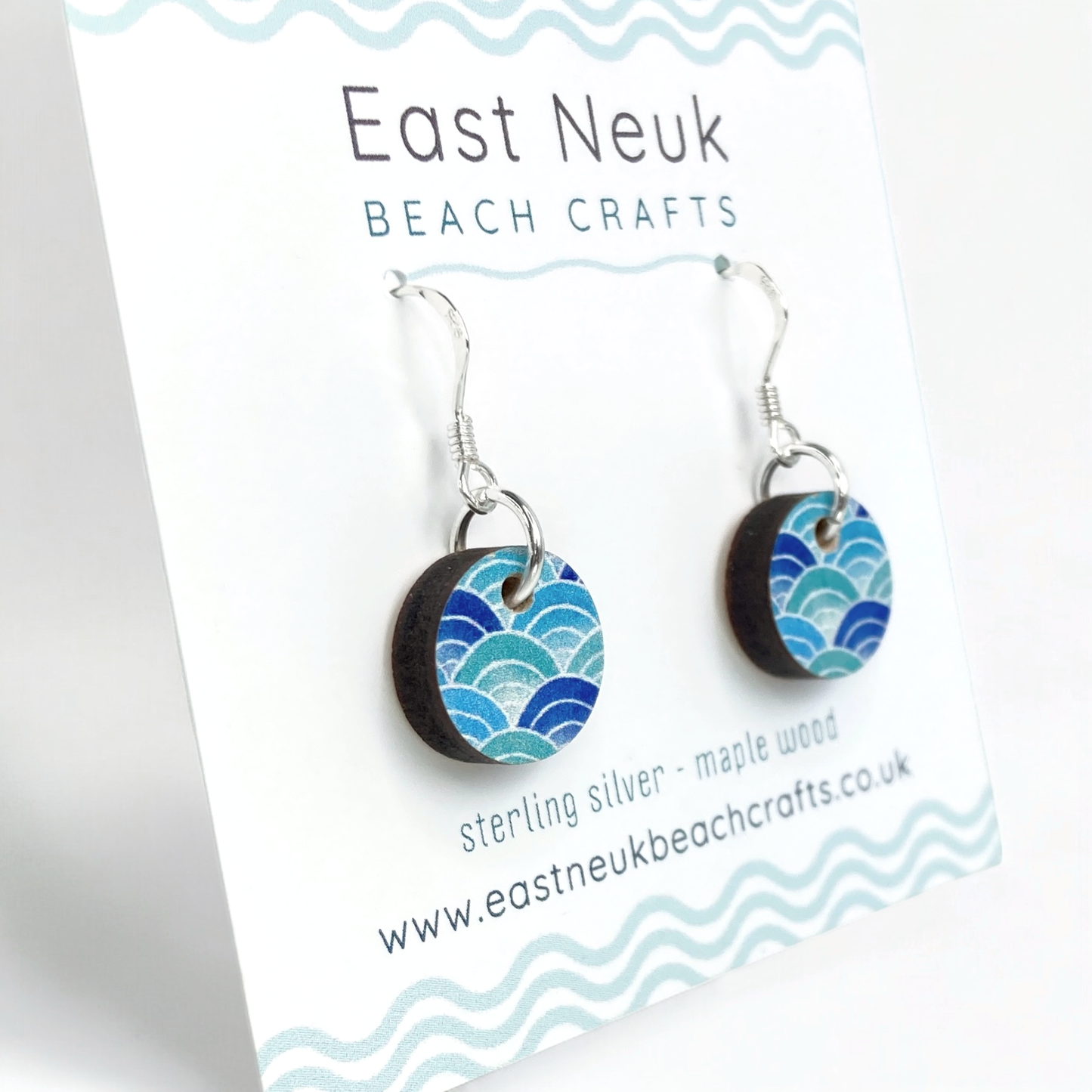 Wooden Earrings - Waves - Sterling Silver and Maple Wood