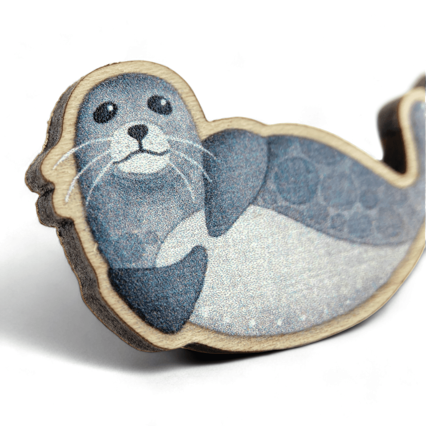 Wooden Pin Badge - Seal - Maple Wood Brooch - East Neuk Beach Crafts