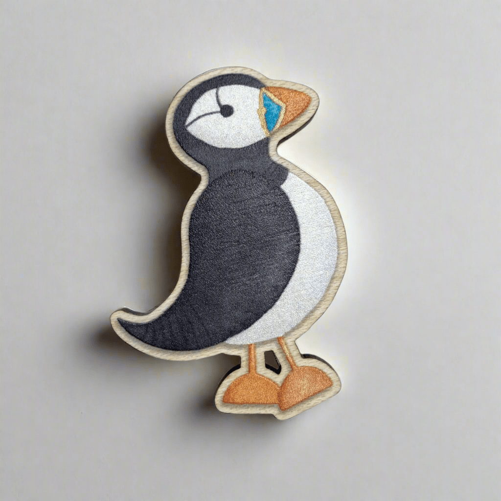 Wooden Puffin Fridge Magnet - Maple Wood - East Neuk Beach Crafts