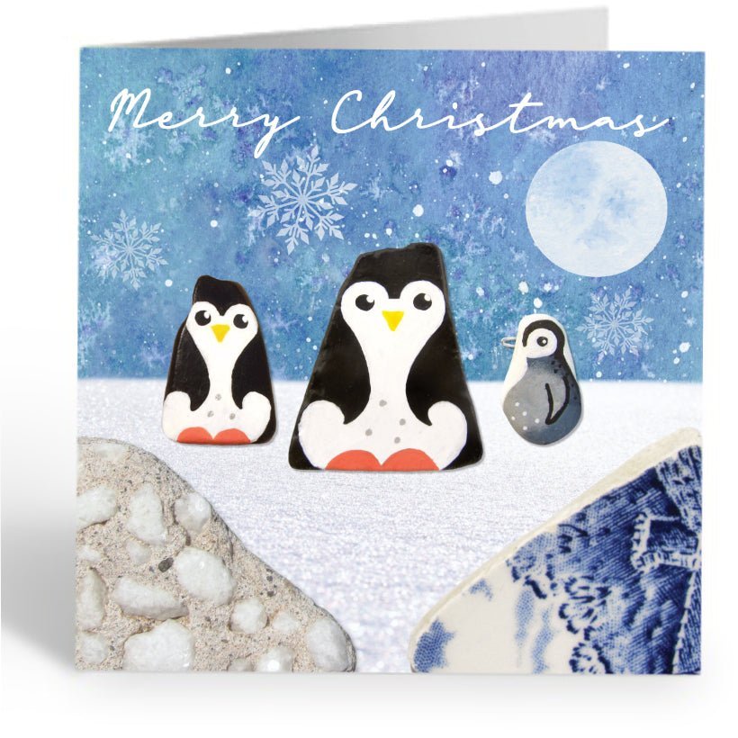 Christmas Cards (Pack of 8) - Robin, Penguin, Snowman, Christmas Tree - East Neuk Beach Crafts