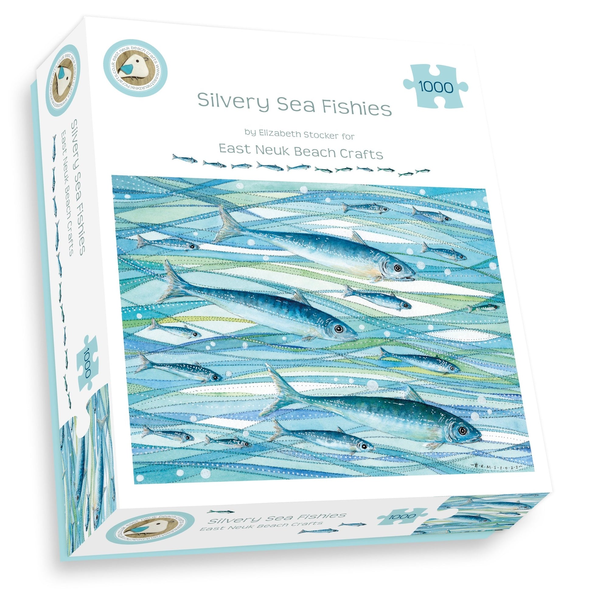 Fish - Seaside Jigsaw Puzzle 1000 pieces - Silvery Seas - Coastal Art by Elizabeth Stocker - East Neuk Beach Crafts