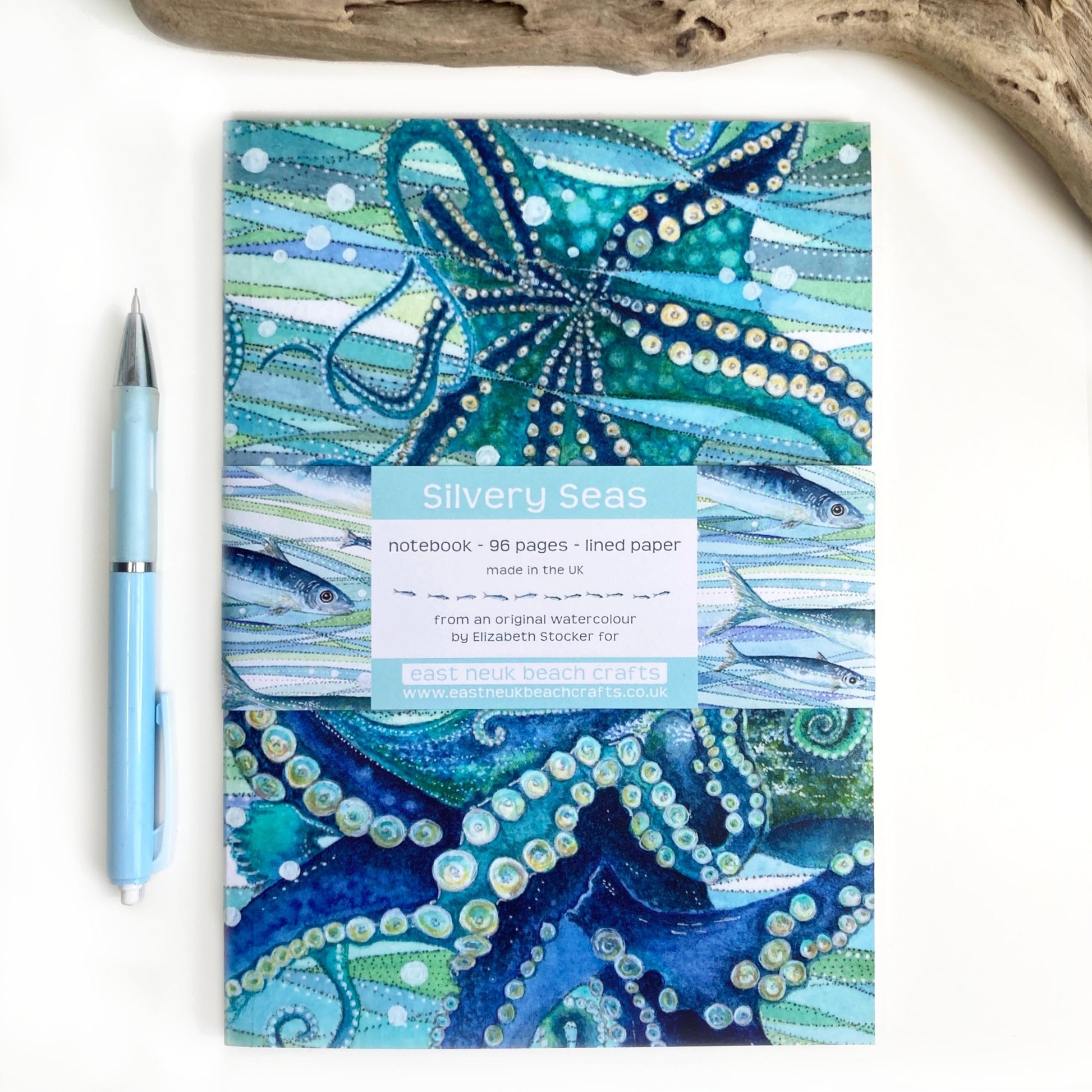 Large Octopus Notebook - A5 Notepad with Lined Paper - Seaside Stationery - East Neuk Beach Crafts