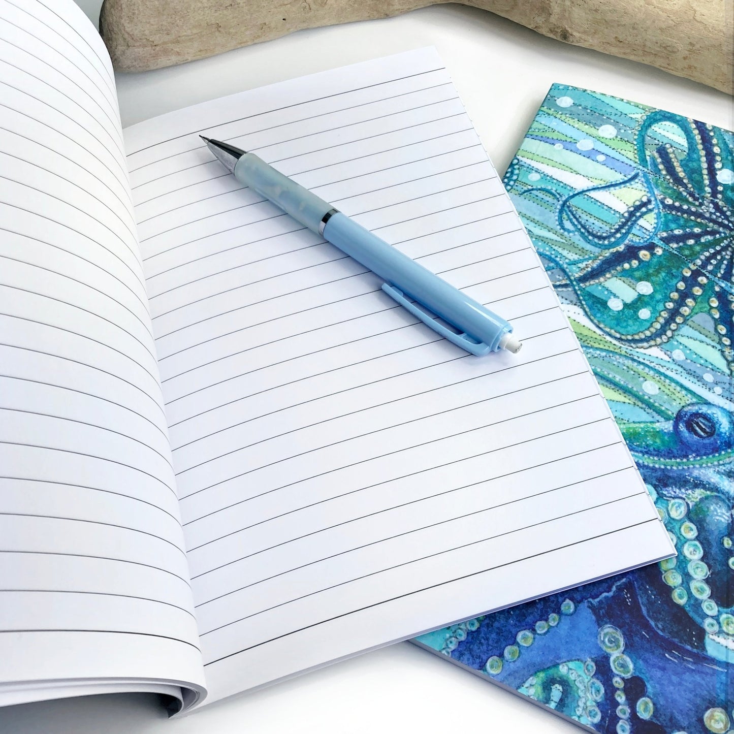 Large Octopus Notebook - A5 Notepad with Lined Paper - Seaside Stationery - East Neuk Beach Crafts