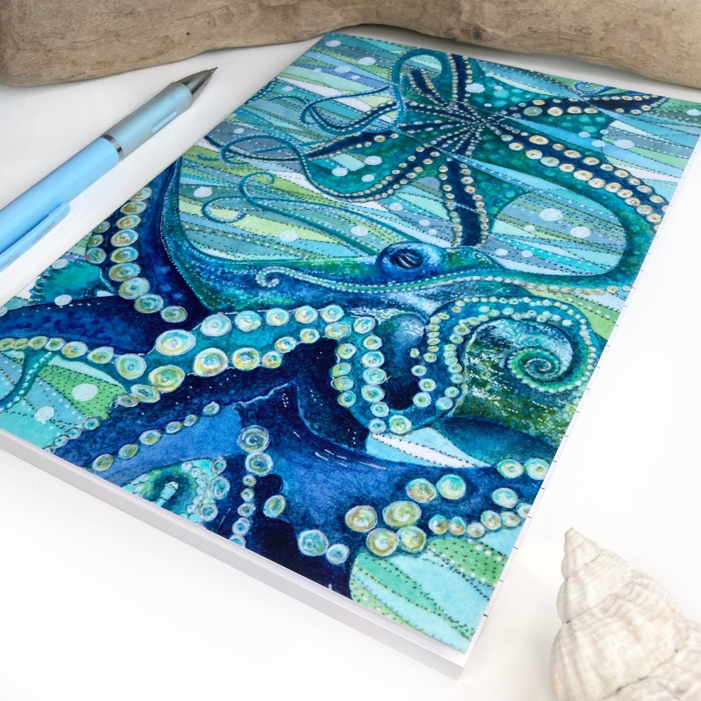 Large Octopus Notebook - A5 Notepad with Lined Paper - Seaside Stationery - East Neuk Beach Crafts