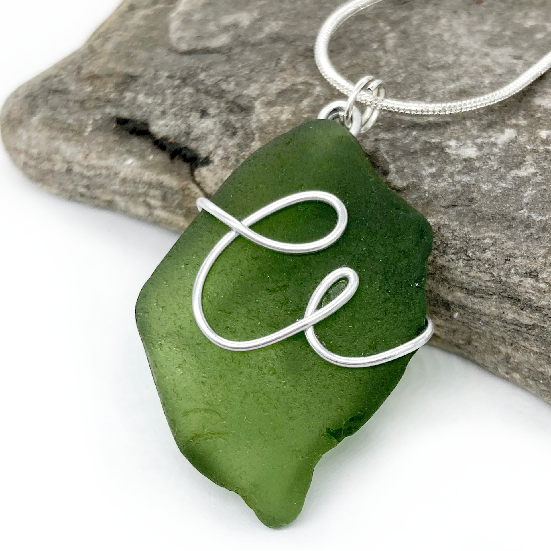 Personalized Sea Glass Initial Necklace