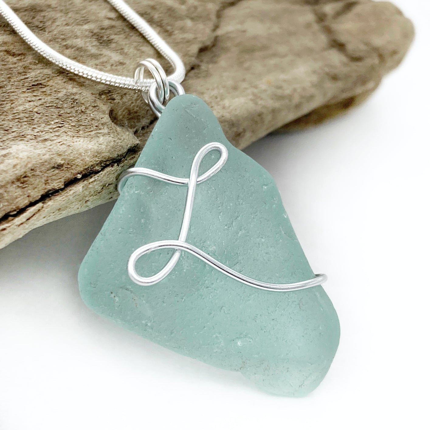 Personalized Sea Glass Initial Necklace