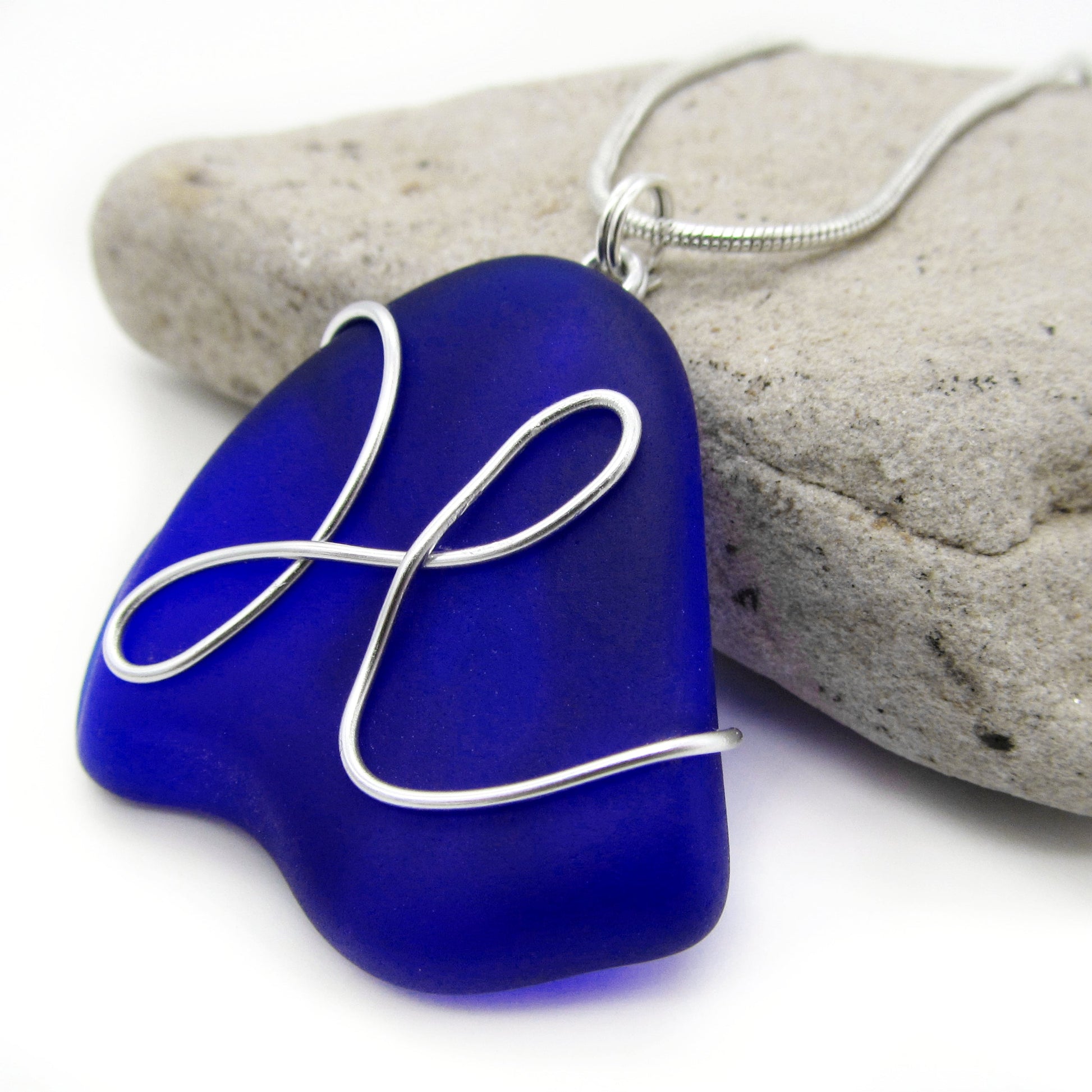 Personalized Sea Glass Initial Necklace