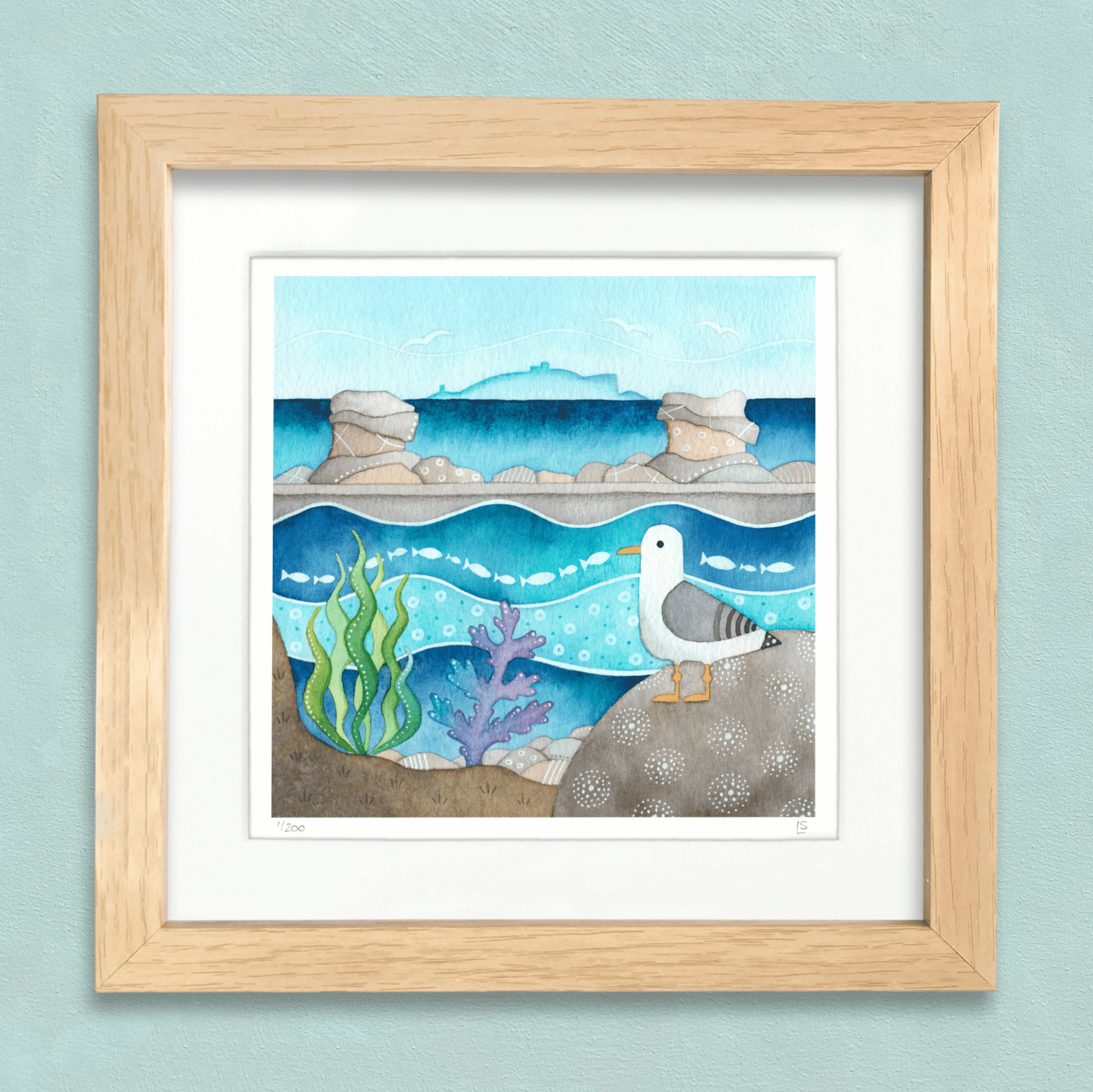 Seagull at Cellardyke Pool Print - Seaside Watercolour Painting - Limited Edition Signed Art - East Neuk Beach Crafts