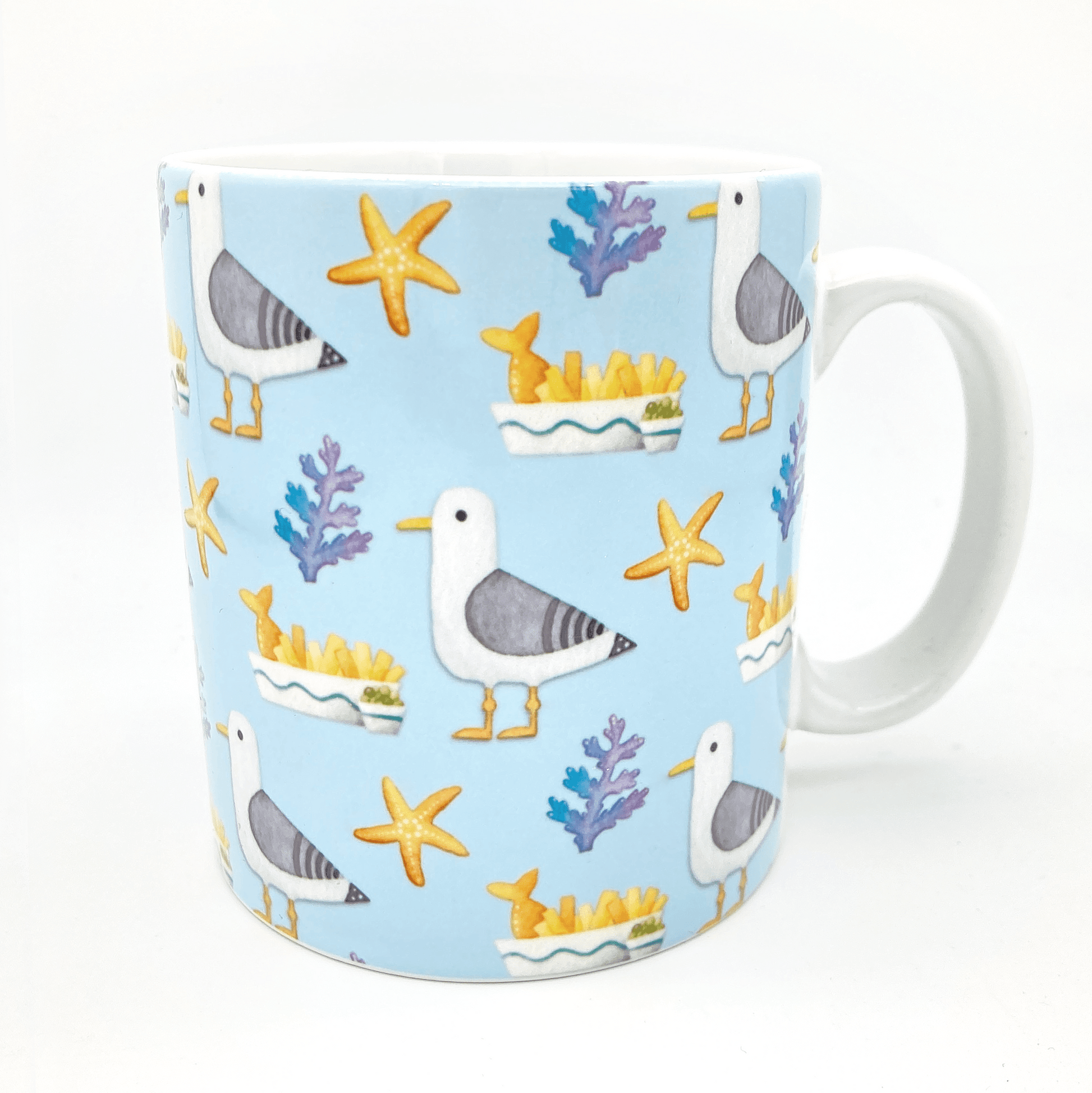 Seagull Pattern Mug - Seagull's Feast - Seaside Ceramic Mug - East Neuk Beach Crafts