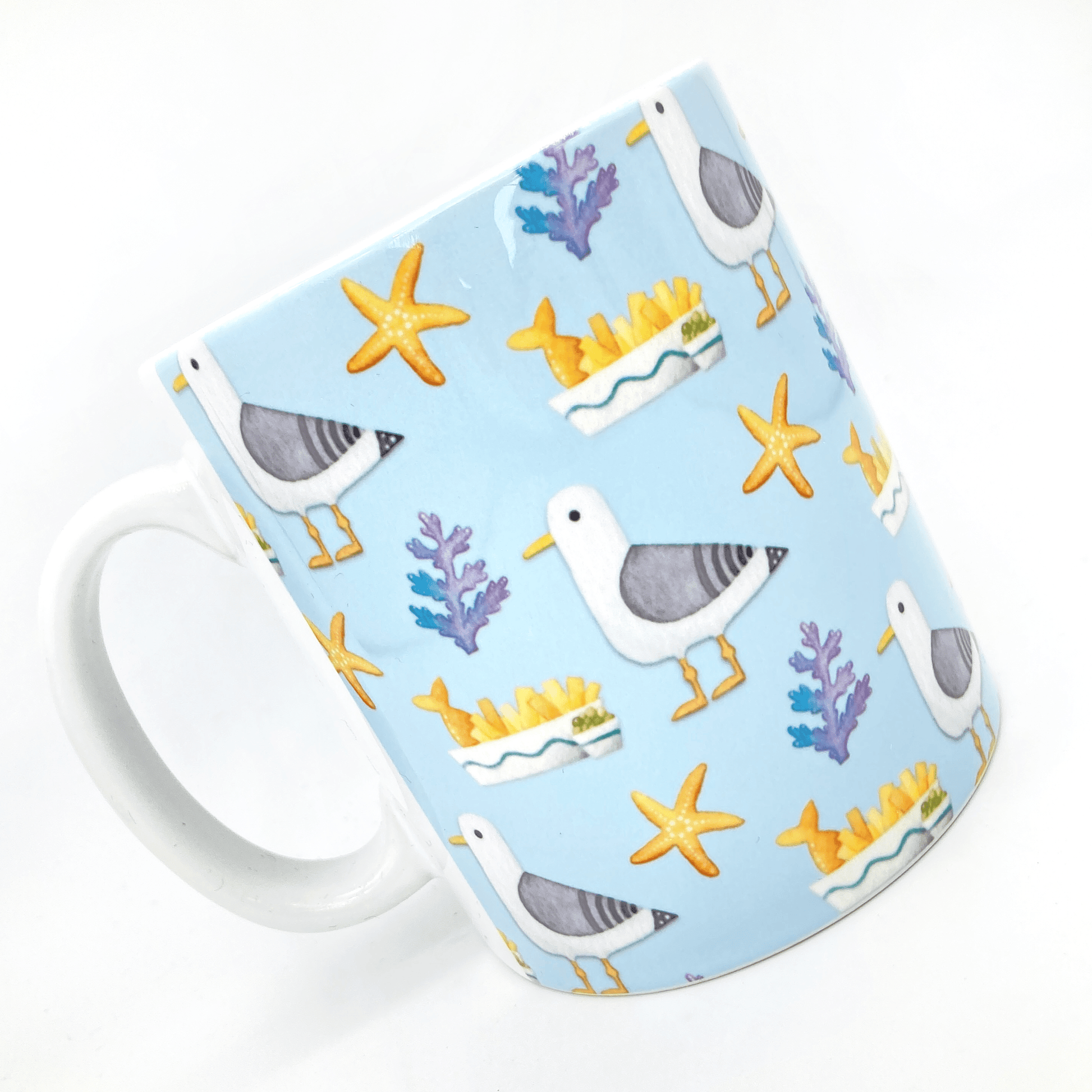 Seagull Pattern Mug - Seagull's Feast - Seaside Ceramic Mug - East Neuk Beach Crafts